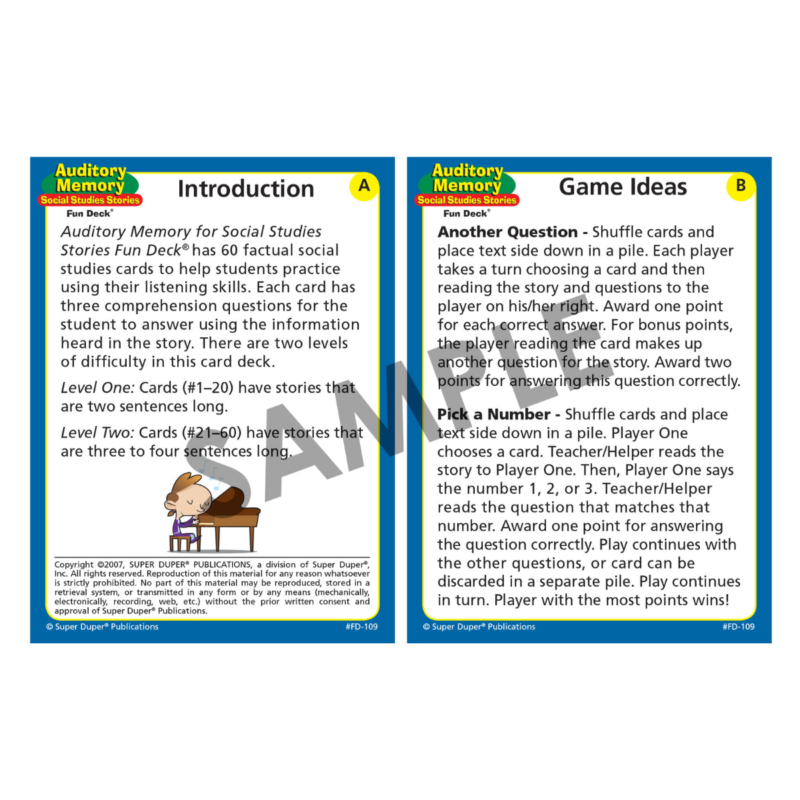 Auditory Memory Social Studies Stories Fun Deck® - Image 2