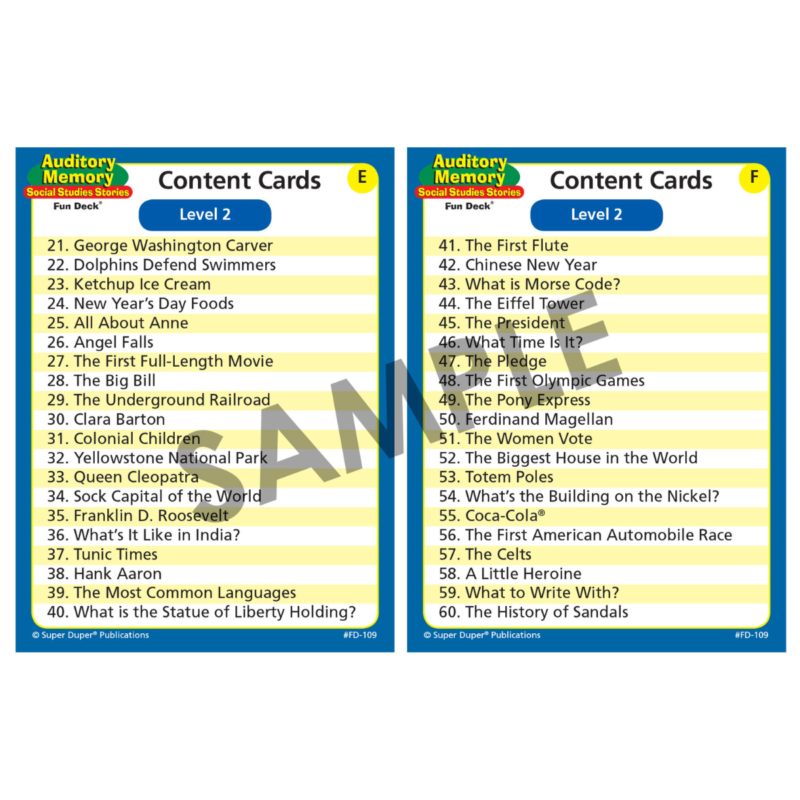 Auditory Memory Social Studies Stories Fun Deck® - Image 4