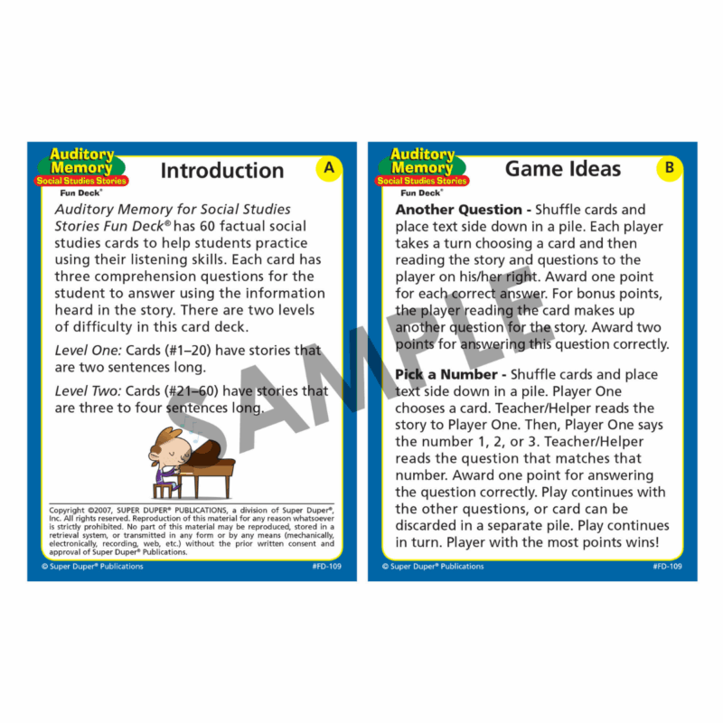 Auditory Memory Social Studies Stories Fun Deck® - Image 7