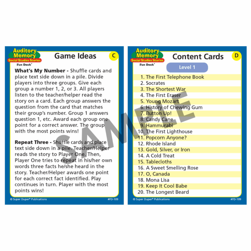Auditory Memory Social Studies Stories Fun Deck® - Image 6