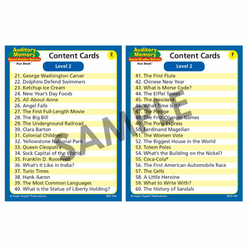 Auditory Memory Social Studies Stories Fun Deck® - Image 5