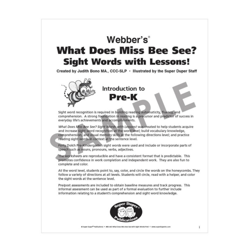 What Does Miss Bee See? Sight Words with Lessons! - PreK - Image 2